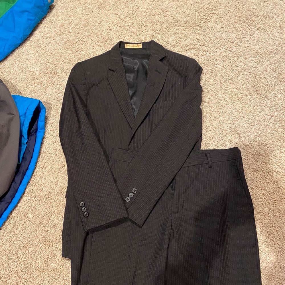 Boys Suit, Pinstriped, Class Club, Gray